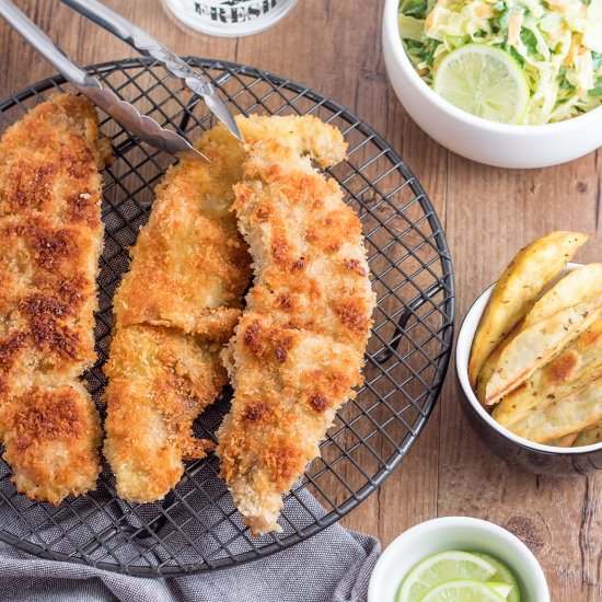 Pork Schnitzel with Avocado Slaw