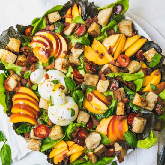 Peach Panzanella Salad w/ Burrata