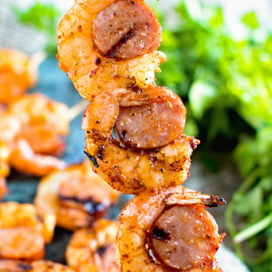 Sausage & Grilled Shrimp Kabobs