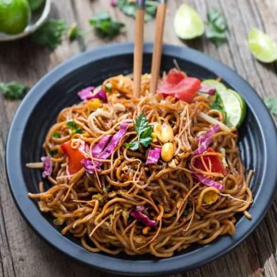 Rainbow Asian Skillet Peanut Noodle