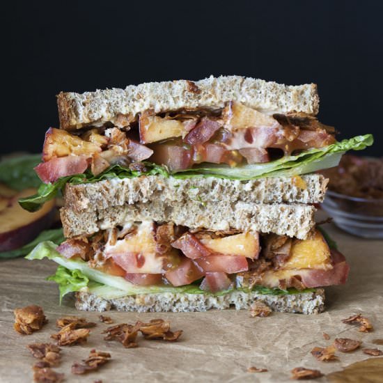 Vegan BLT with Sliced Peaches