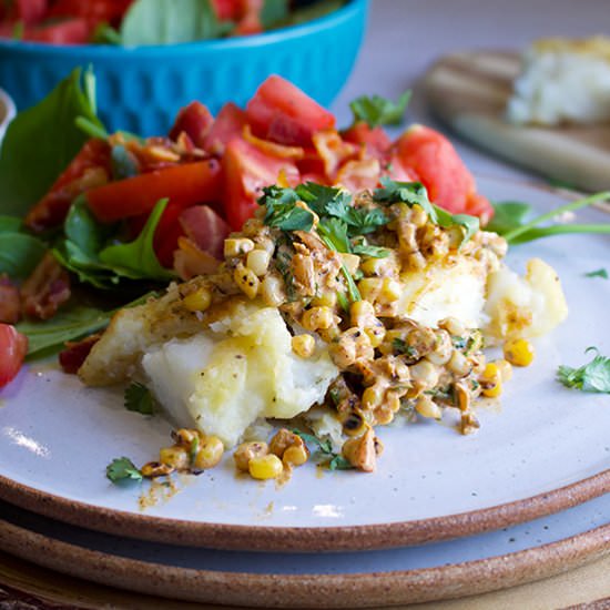 Skillet Cod with Creamy Corn Relish