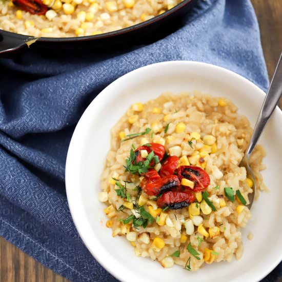 Corn Risotto with Roasted Tomatoes