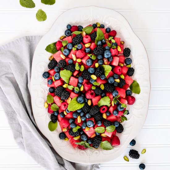 Mint Watermelon Berry Salad