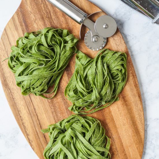 Homemade Spinach Fettuccine