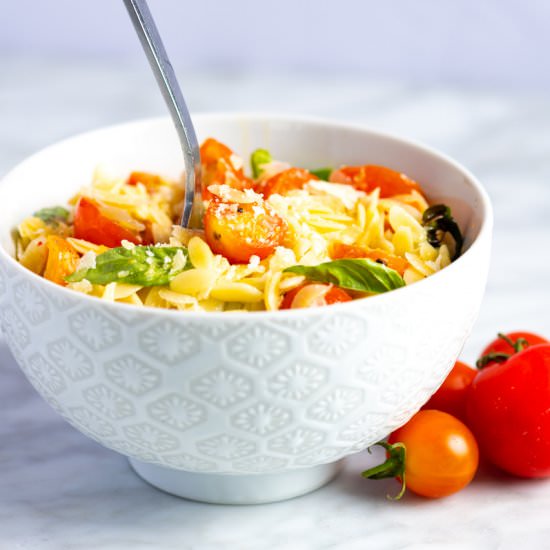 Orzo Pasta with Tomatoes & Parmesan