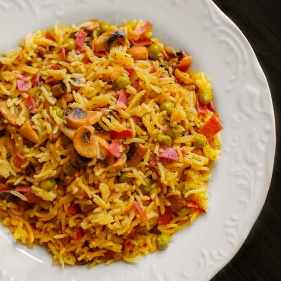 Bacon-Mushroom Curry Fried Rice