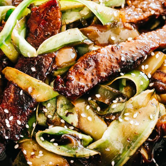 Steak Stir Fry and Zucchini Noodles