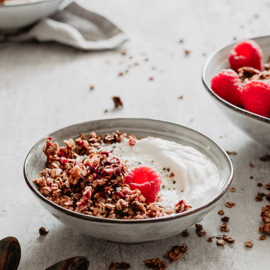 HEALTHY RASPBERRY GRANOLA