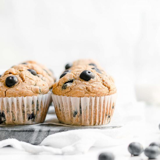 Healthy Blueberry Oatmeal Muffins