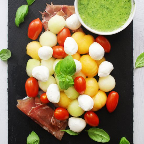 CAPRESE MELON SALAD WITH BASIL