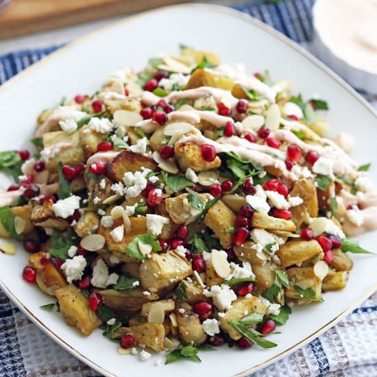 Eggplant Pomegranate Feta Salad