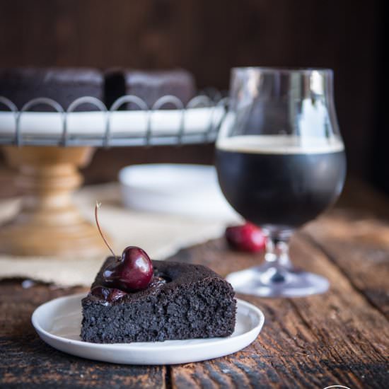 Chocolate Stout Cake with Cherries