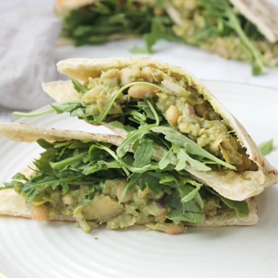 Vegan White Bean Pesto Pitas