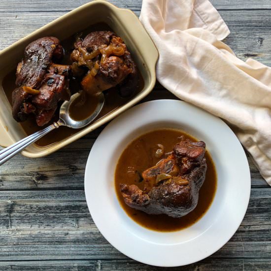 Braised Ham Hocks w/ Whiskey Glaze
