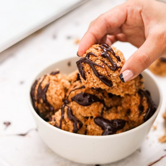 Chocolate Drizzled Coconut Macaroon