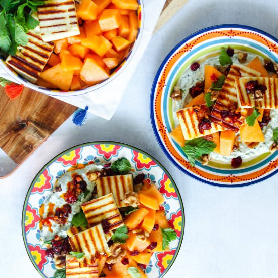 Grilled Paneer and Melon Salad