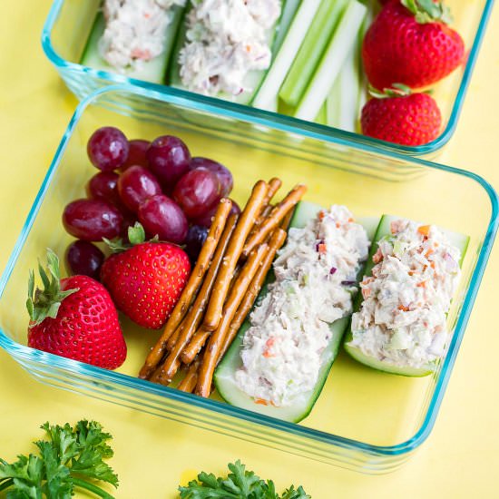 Tuna Salad Cucumber Boats