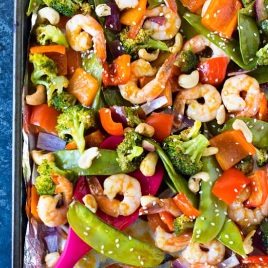 Sheet Pan Sweet & Spicy Shrimp