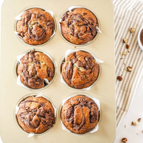 Nutella-Swirled Banana Muffins