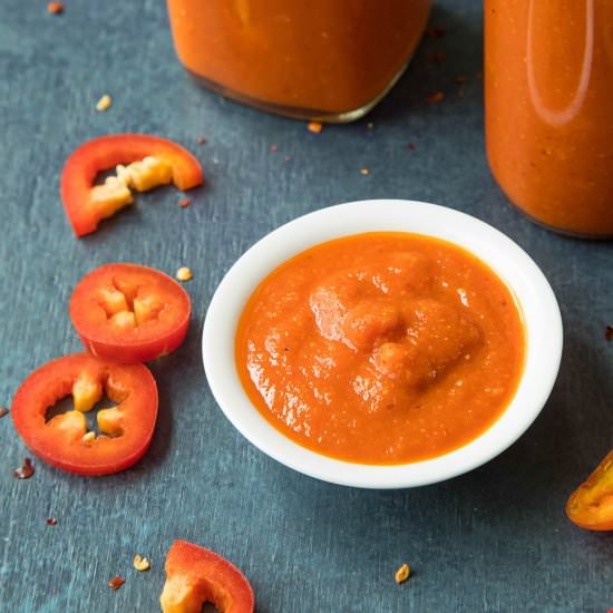 Roasted Red Jalapeno Pepper Hot Sau