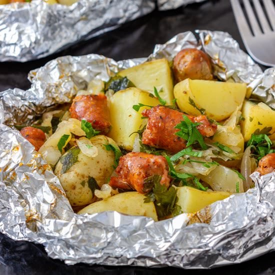 cabbage and sausage foil packets
