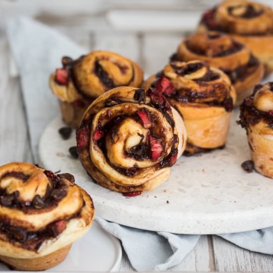 Chocolate Strawberry Cinnamon Rolls