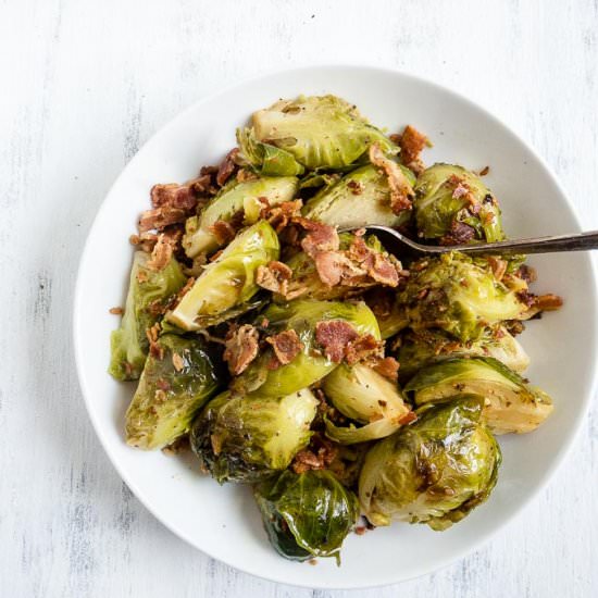 Braised Brussels Sprouts with Bacon