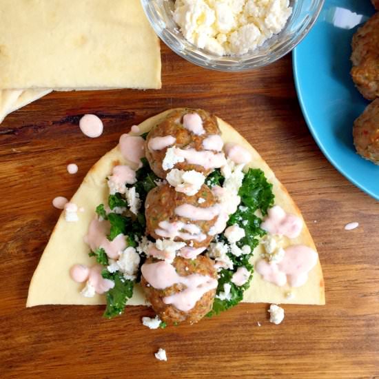 Harissa Zucchini Meatball Wrap