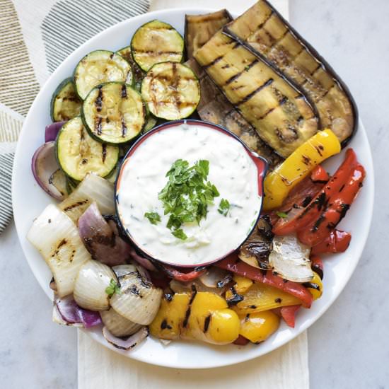 Grilled Vegetables with Cacik