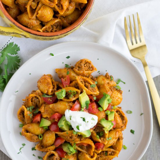 Cheesy Taco Pasta Shells