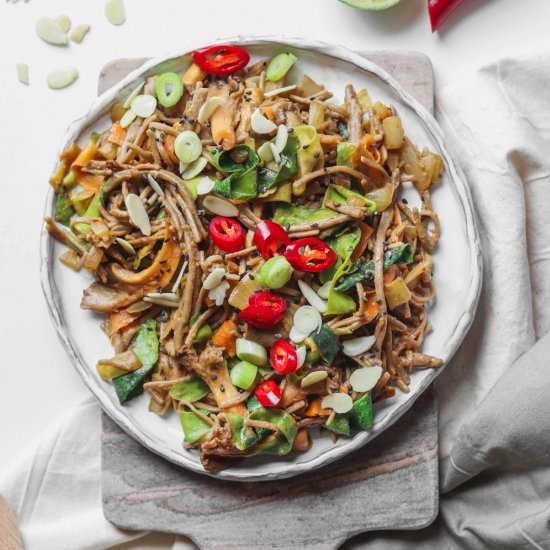 Miso tahini soba noodles