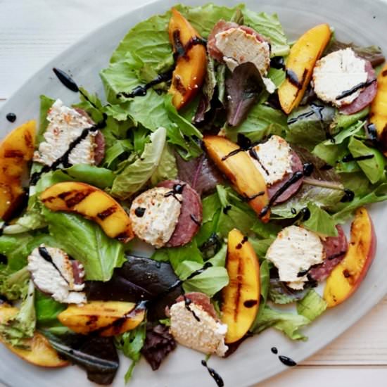 Grilled Peach and Goat Cheese Salad