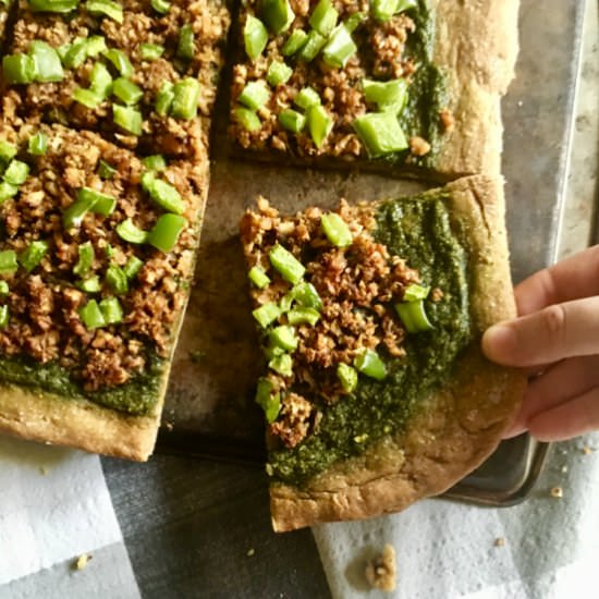 Rustic Vegan Pesto Pizza