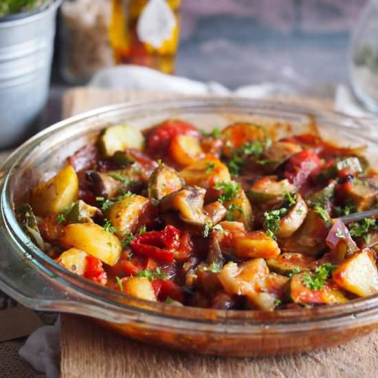 Roasted vegetables with tomatoes