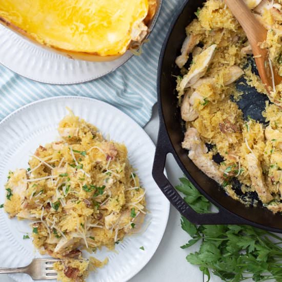 Spaghetti Squash Chicken Carbonara