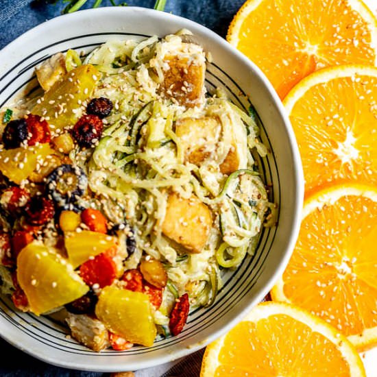 Orange Cashew Sesame Zoodles