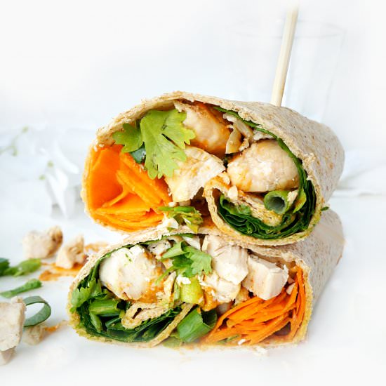 Spicy Peanut Chicken Wraps