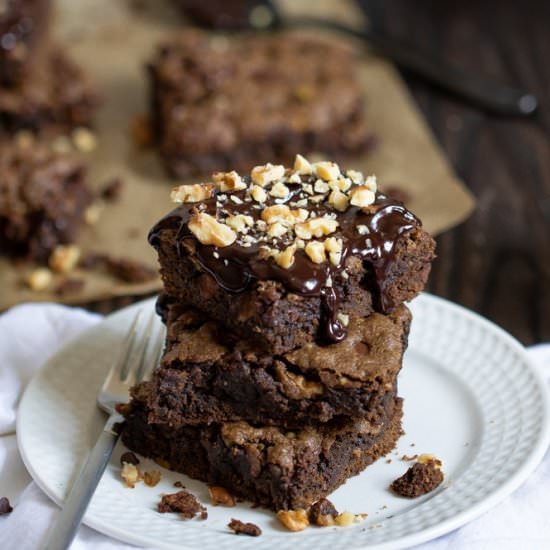 Vegan Avocado Walnut Brownies