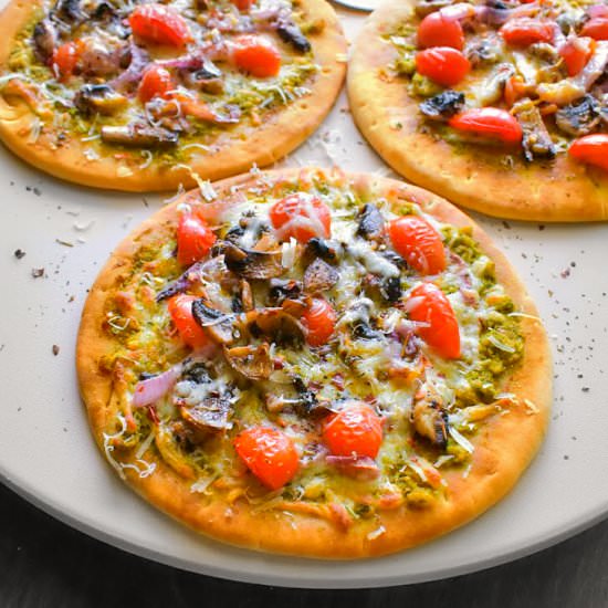 Pesto Mushroom Flatbread Pizza