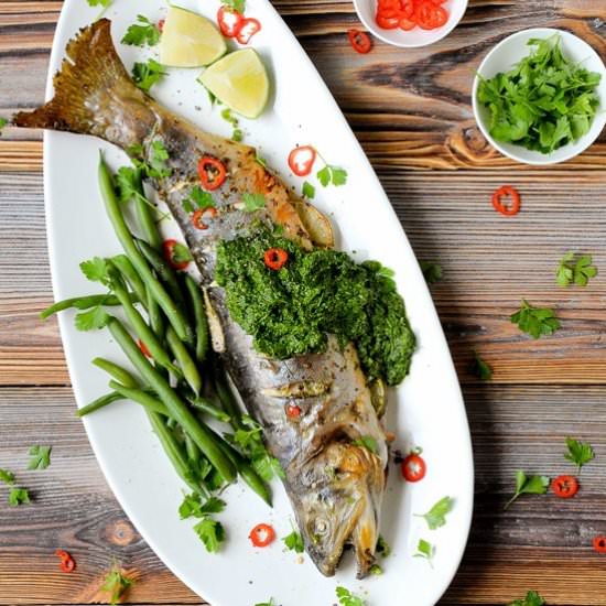 Roasted trout