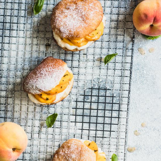 Basil Peach Shortcake Donuts