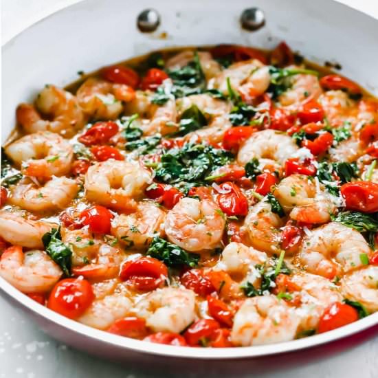 Creamy Parmesan Shrimp Skillet