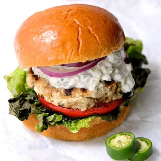 Chicken Zucchini Feta Burgers