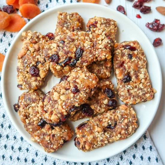 No-Bake Apricot Cranberry Nut Bars