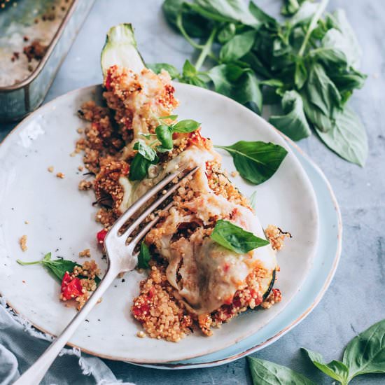 Vegetarian Pizza Stuffed Zucchini