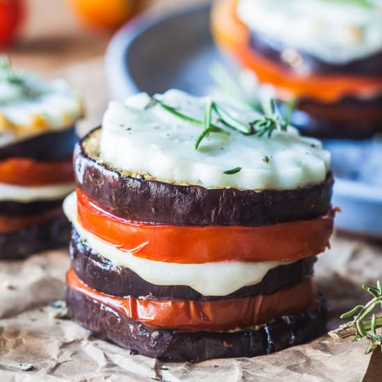 Eggplant Tomato Caprese Stacks