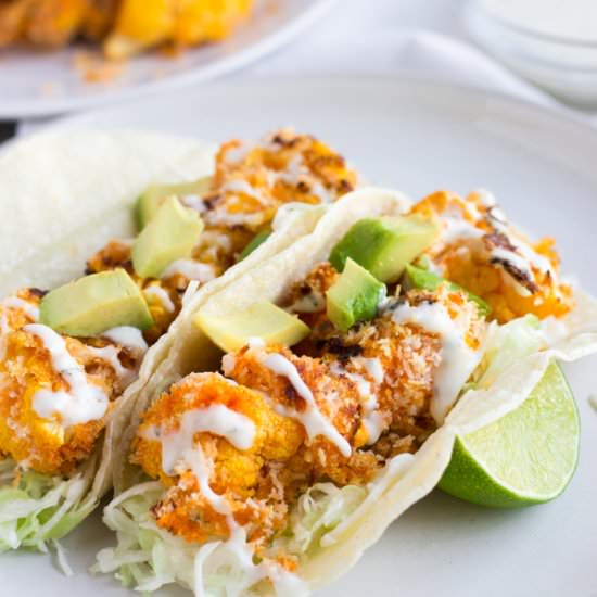 Baked Buffalo Cauliflower Tacos