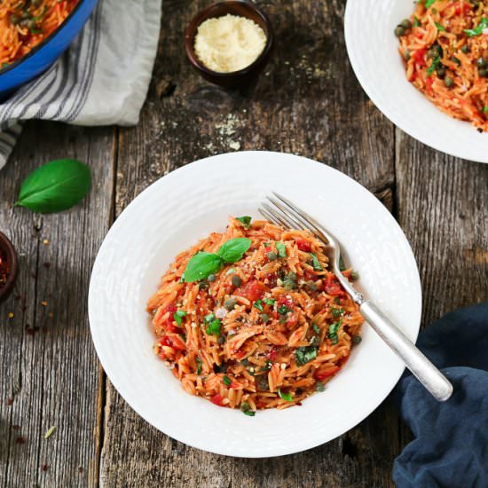 One-Pot Basil and Tomato Orzo