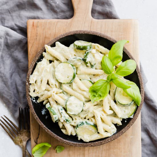Pesto Pasta with Zucchini & Ricotta